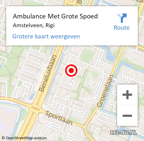 Locatie op kaart van de 112 melding: Ambulance Met Grote Spoed Naar Amstelveen, Rigi op 3 juli 2021 14:12