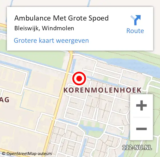 Locatie op kaart van de 112 melding: Ambulance Met Grote Spoed Naar Bleiswijk, Windmolen op 3 juli 2021 14:36