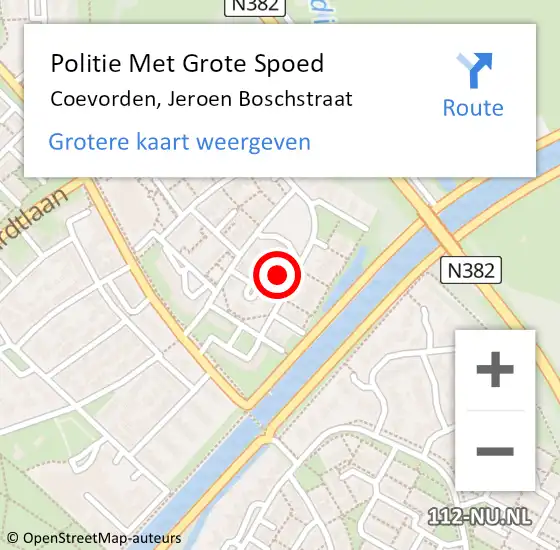 Locatie op kaart van de 112 melding: Politie Met Grote Spoed Naar Coevorden, Jeroen Boschstraat op 3 juli 2021 14:36