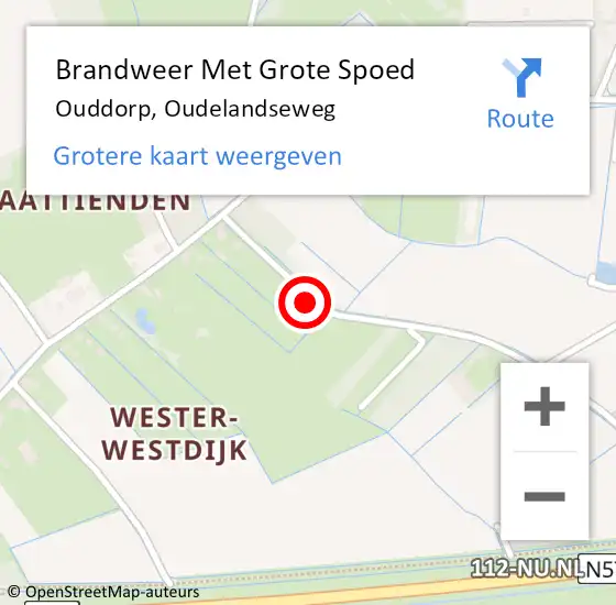 Locatie op kaart van de 112 melding: Brandweer Met Grote Spoed Naar Ouddorp, Oudelandseweg op 3 juli 2021 14:41