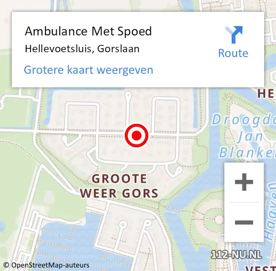 Locatie op kaart van de 112 melding: Ambulance Met Spoed Naar Hellevoetsluis, Gorslaan op 3 juli 2021 14:45