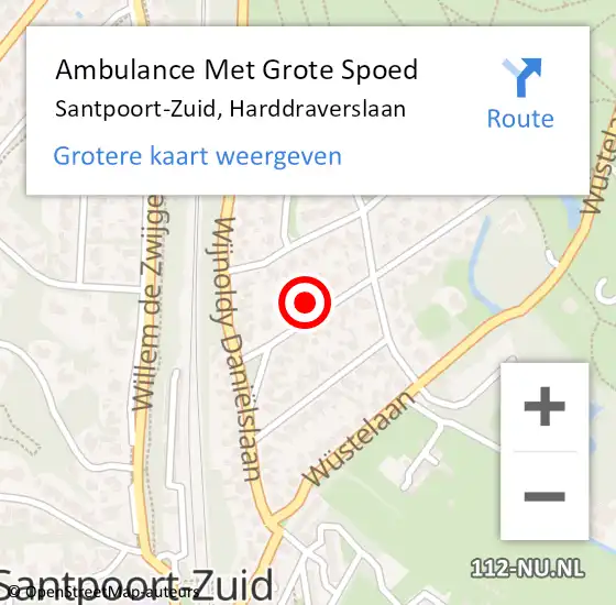 Locatie op kaart van de 112 melding: Ambulance Met Grote Spoed Naar Santpoort-Zuid, Harddraverslaan op 3 juli 2021 14:55