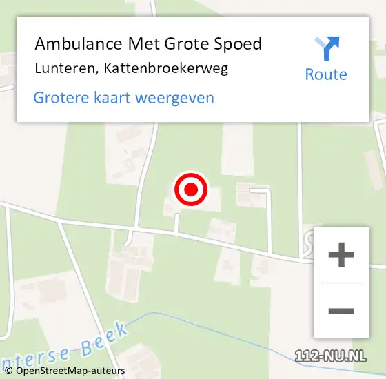 Locatie op kaart van de 112 melding: Ambulance Met Grote Spoed Naar Lunteren, Kattenbroekerweg op 3 juli 2021 14:55