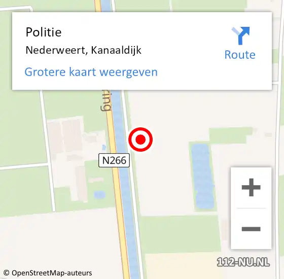 Locatie op kaart van de 112 melding: Politie Nederweert, Kanaaldijk op 3 juli 2021 15:03