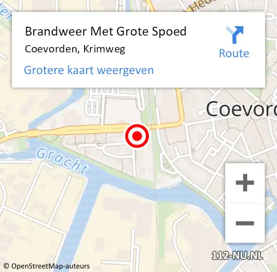 Locatie op kaart van de 112 melding: Brandweer Met Grote Spoed Naar Coevorden, Krimweg op 3 juli 2021 15:14