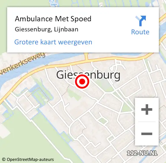 Locatie op kaart van de 112 melding: Ambulance Met Spoed Naar Giessenburg, Lijnbaan op 3 juli 2021 15:33