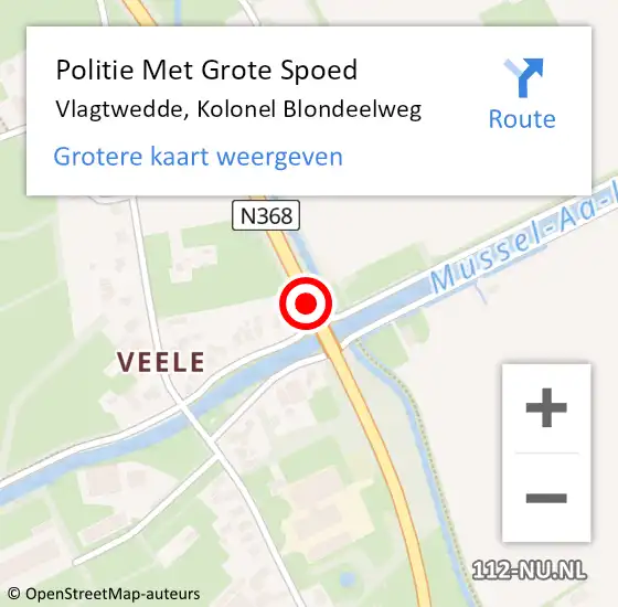 Locatie op kaart van de 112 melding: Politie Met Grote Spoed Naar Vlagtwedde, Kolonel Blondeelweg op 3 juli 2021 15:53