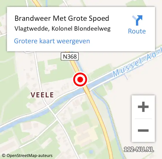 Locatie op kaart van de 112 melding: Brandweer Met Grote Spoed Naar Vlagtwedde, Kolonel Blondeelweg op 3 juli 2021 15:54