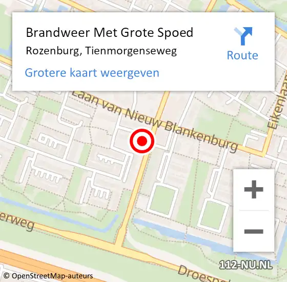 Locatie op kaart van de 112 melding: Brandweer Met Grote Spoed Naar Rozenburg, Tienmorgenseweg op 3 juli 2021 16:02