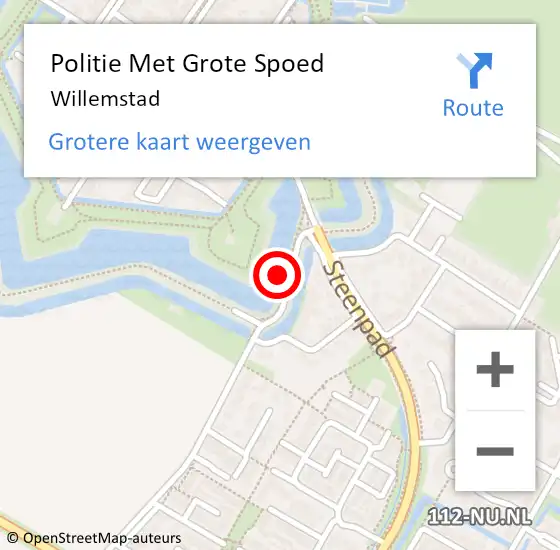 Locatie op kaart van de 112 melding: Politie Met Grote Spoed Naar Willemstad op 3 juli 2021 16:10