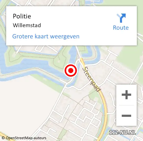 Locatie op kaart van de 112 melding: Politie Willemstad op 3 juli 2021 16:10