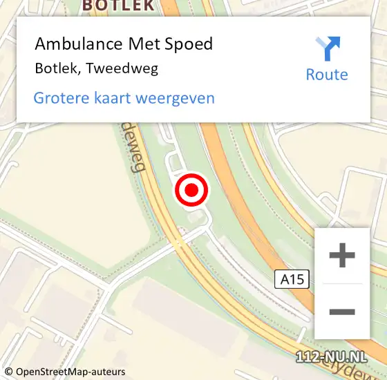 Locatie op kaart van de 112 melding: Ambulance Met Spoed Naar Botlek, Tweedweg op 3 juli 2021 16:13