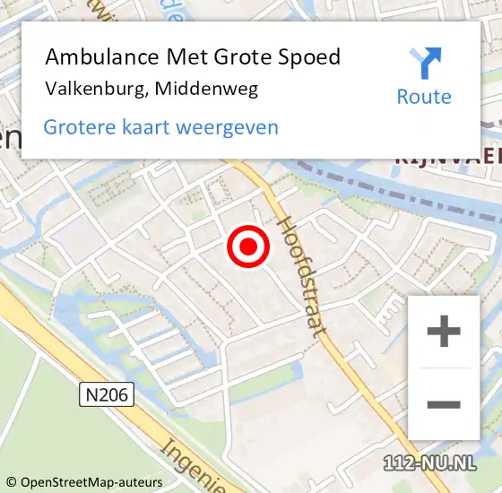 Locatie op kaart van de 112 melding: Ambulance Met Grote Spoed Naar Valkenburg, Middenweg op 3 juli 2021 16:35