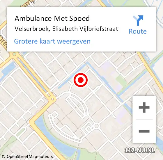 Locatie op kaart van de 112 melding: Ambulance Met Spoed Naar Velserbroek, Elisabeth Vijlbriefstraat op 3 juli 2021 16:35