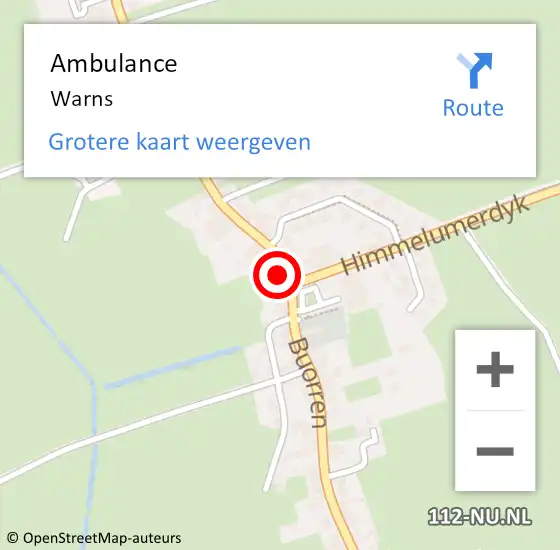 Locatie op kaart van de 112 melding: Ambulance Warns op 3 juli 2021 16:37