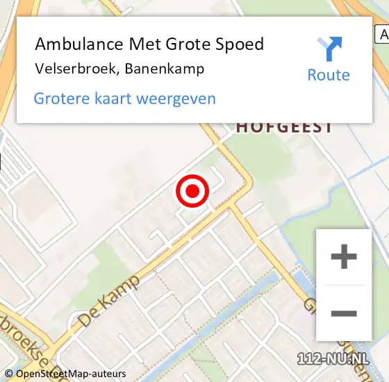 Locatie op kaart van de 112 melding: Ambulance Met Grote Spoed Naar Velserbroek, Banenkamp op 3 juli 2021 16:40