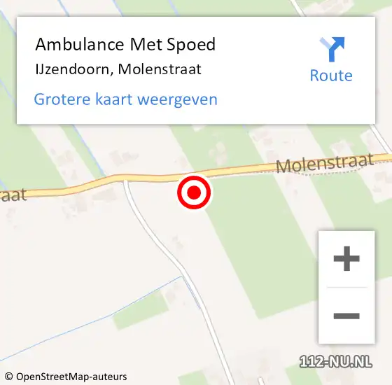 Locatie op kaart van de 112 melding: Ambulance Met Spoed Naar IJzendoorn, Molenstraat op 3 juli 2021 16:43