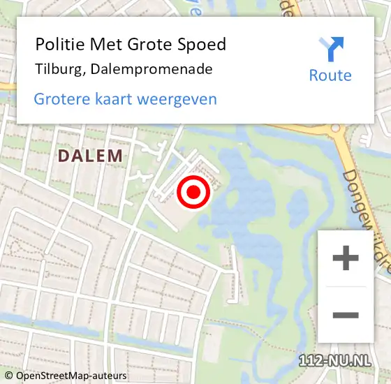 Locatie op kaart van de 112 melding: Politie Met Grote Spoed Naar Tilburg, Dalempromenade op 3 juli 2021 16:46