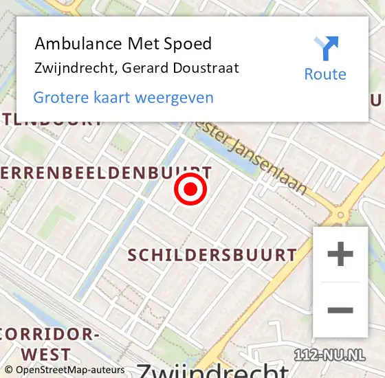 Locatie op kaart van de 112 melding: Ambulance Met Spoed Naar Zwijndrecht, Gerard Doustraat op 3 juli 2021 16:56