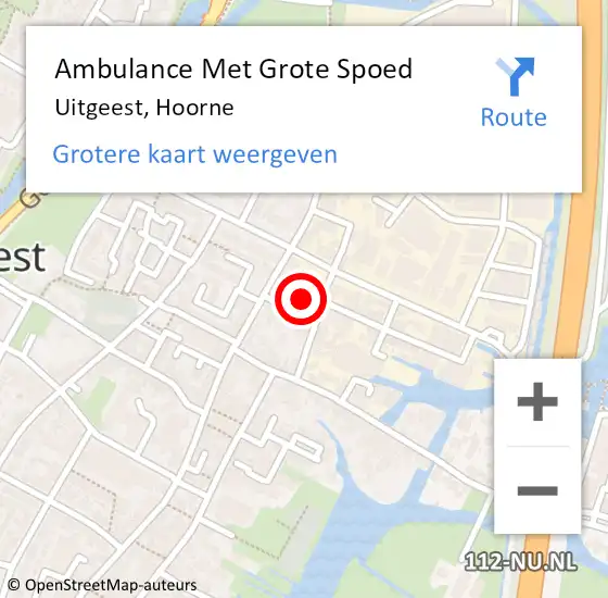 Locatie op kaart van de 112 melding: Ambulance Met Grote Spoed Naar Uitgeest, Hoorne op 3 juli 2021 16:58