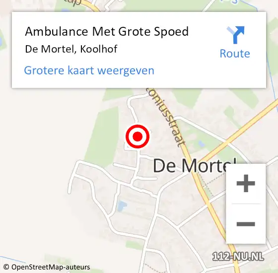 Locatie op kaart van de 112 melding: Ambulance Met Grote Spoed Naar De Mortel, Koolhof op 3 juli 2021 17:06