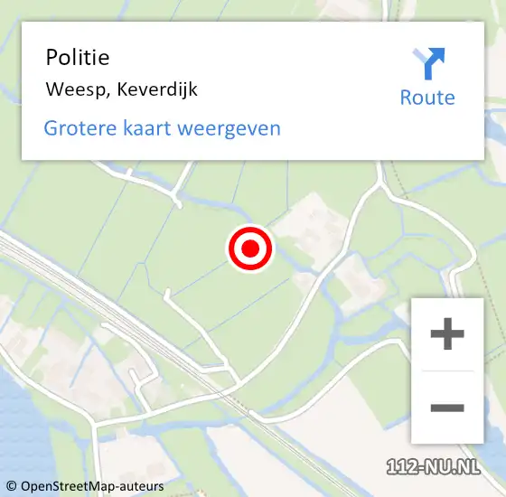 Locatie op kaart van de 112 melding: Politie Weesp, Keverdijk op 3 juli 2021 17:07