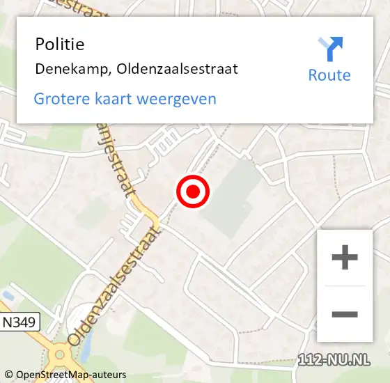 Locatie op kaart van de 112 melding: Politie Denekamp, Oldenzaalsestraat op 3 juli 2021 17:09