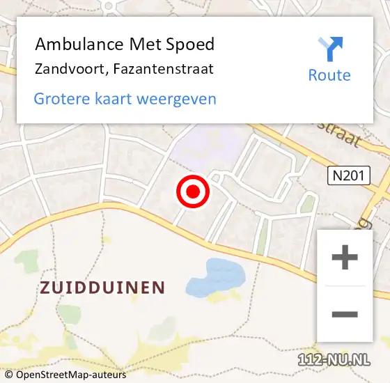 Locatie op kaart van de 112 melding: Ambulance Met Spoed Naar Zandvoort, Fazantenstraat op 3 juli 2021 17:28