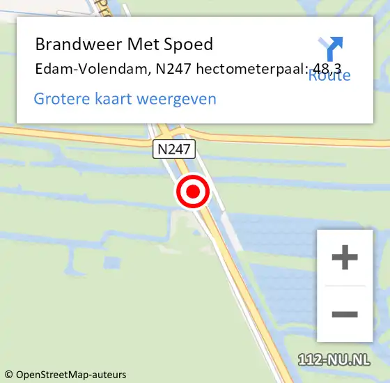 Locatie op kaart van de 112 melding: Brandweer Met Spoed Naar Zeevang, N247 hectometerpaal: 48,3 op 3 juli 2021 17:50