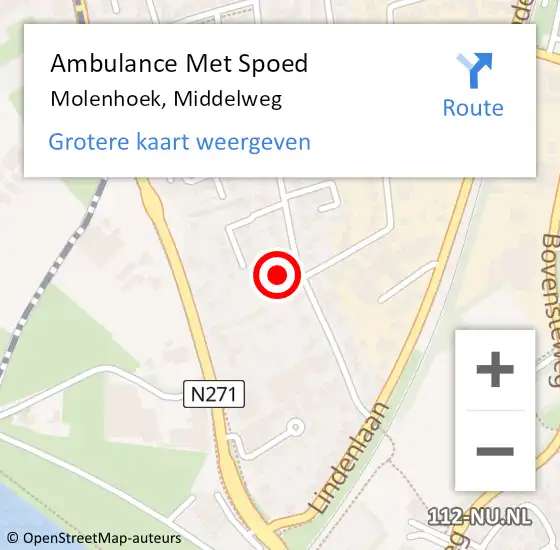 Locatie op kaart van de 112 melding: Ambulance Met Spoed Naar Molenhoek, Middelweg op 3 juli 2021 18:02