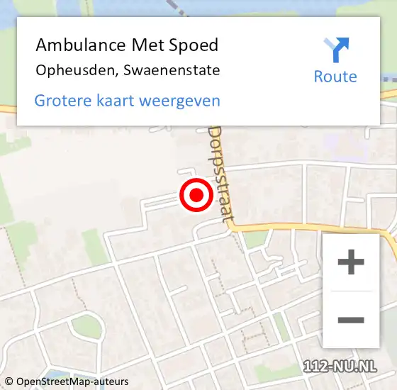 Locatie op kaart van de 112 melding: Ambulance Met Spoed Naar Opheusden, Swaenenstate op 3 juli 2021 18:02