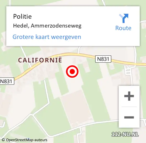 Locatie op kaart van de 112 melding: Politie Hedel, Ammerzodenseweg op 3 juli 2021 18:09