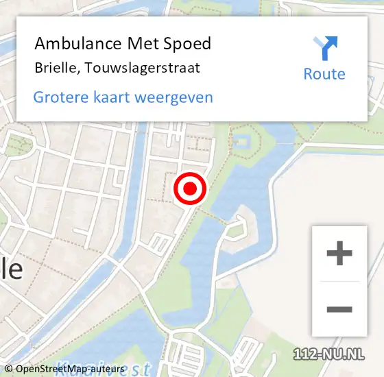 Locatie op kaart van de 112 melding: Ambulance Met Spoed Naar Brielle, Touwslagerstraat op 3 juli 2021 18:23