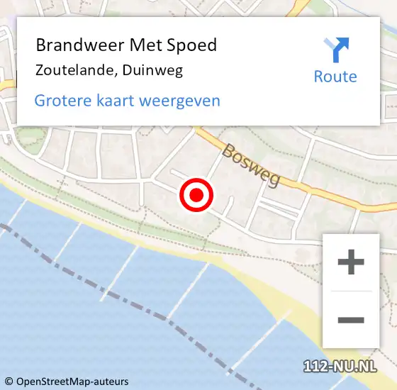 Locatie op kaart van de 112 melding: Brandweer Met Spoed Naar Zoutelande, Duinweg op 3 juli 2021 18:24