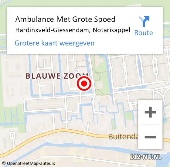 Locatie op kaart van de 112 melding: Ambulance Met Grote Spoed Naar Hardinxveld-Giessendam, Notarisappel op 3 juli 2021 18:32