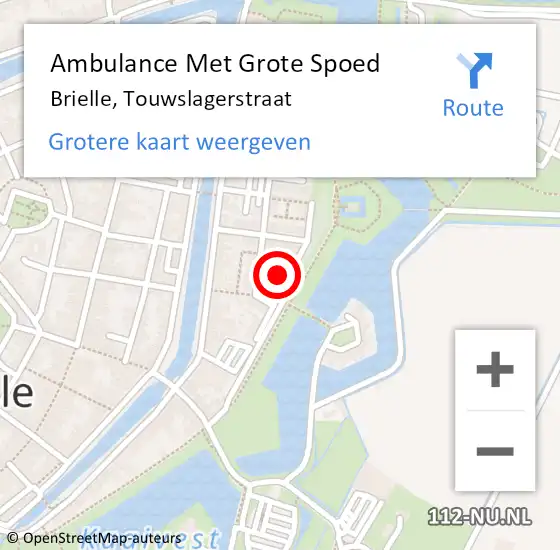 Locatie op kaart van de 112 melding: Ambulance Met Grote Spoed Naar Brielle, Touwslagerstraat op 3 juli 2021 18:33