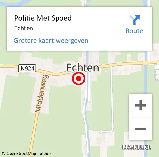 Locatie op kaart van de 112 melding: Politie Met Spoed Naar Echten op 3 juli 2021 19:10