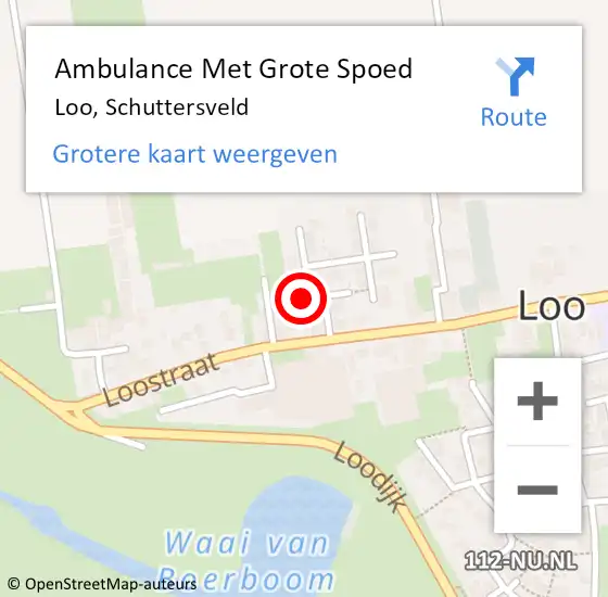 Locatie op kaart van de 112 melding: Ambulance Met Grote Spoed Naar Loo, Schuttersveld op 3 juli 2021 19:36