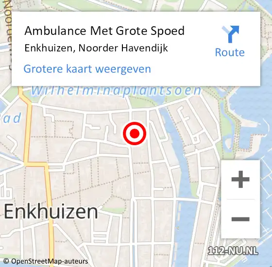 Locatie op kaart van de 112 melding: Ambulance Met Grote Spoed Naar Enkhuizen, Noorder Havendijk op 3 juli 2021 19:44