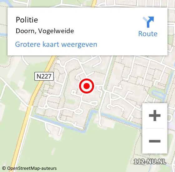 Locatie op kaart van de 112 melding: Politie Doorn, Vogelweide op 3 juli 2021 19:53