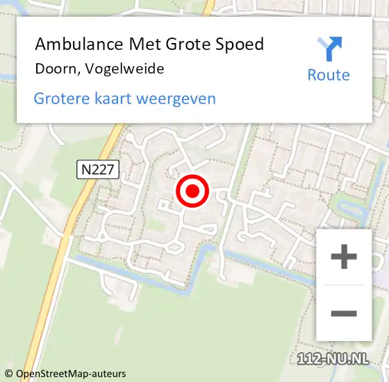 Locatie op kaart van de 112 melding: Ambulance Met Grote Spoed Naar Doorn, Vogelweide op 3 juli 2021 19:54