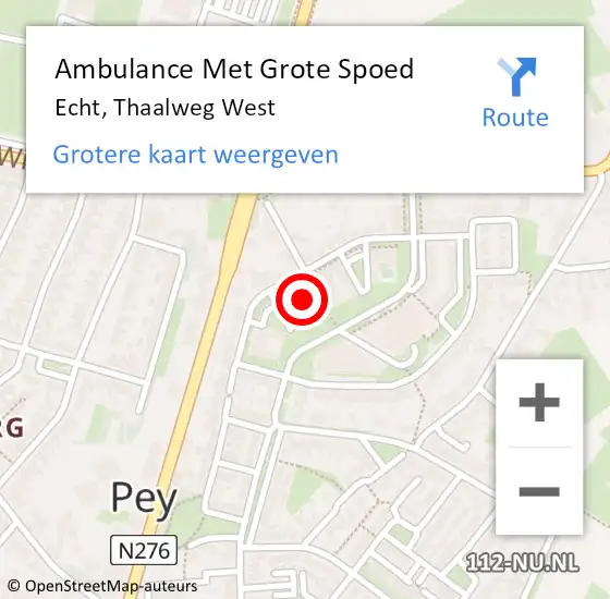 Locatie op kaart van de 112 melding: Ambulance Met Grote Spoed Naar Echt, Thaalweg West op 3 juli 2021 19:58