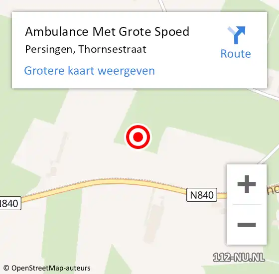 Locatie op kaart van de 112 melding: Ambulance Met Grote Spoed Naar Persingen, Thornsestraat op 3 juli 2021 20:13