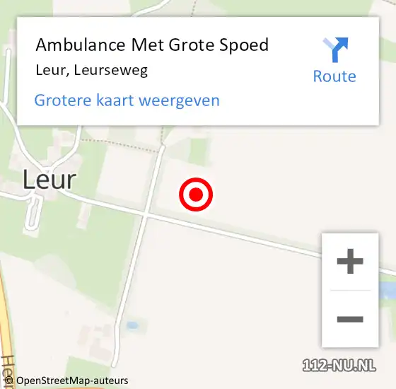 Locatie op kaart van de 112 melding: Ambulance Met Grote Spoed Naar Leur, Leurseweg op 3 juli 2021 20:34