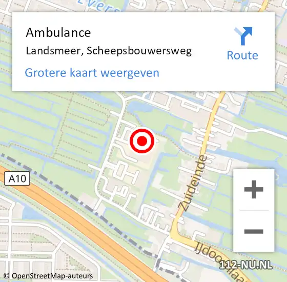 Locatie op kaart van de 112 melding: Ambulance Landsmeer, Scheepsbouwersweg op 3 juli 2021 20:47