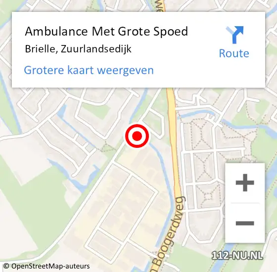 Locatie op kaart van de 112 melding: Ambulance Met Grote Spoed Naar Brielle, Zuurlandsedijk op 3 juli 2021 20:55