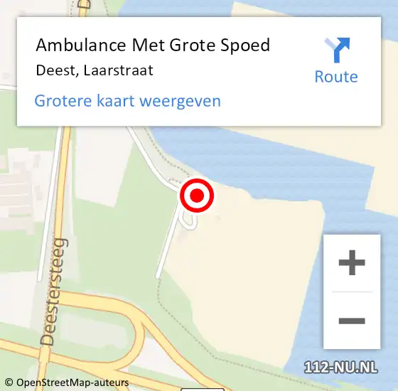 Locatie op kaart van de 112 melding: Ambulance Met Grote Spoed Naar Deest, Laarstraat op 15 juni 2014 09:19