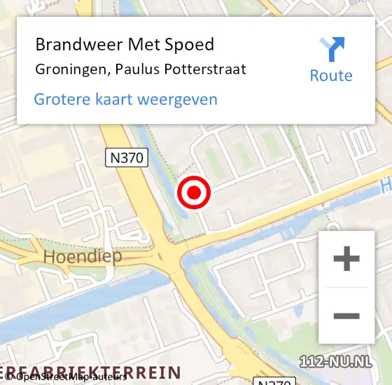 Locatie op kaart van de 112 melding: Brandweer Met Spoed Naar Groningen, Paulus Potterstraat op 3 juli 2021 21:12