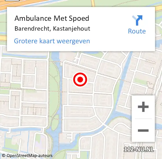 Locatie op kaart van de 112 melding: Ambulance Met Spoed Naar Barendrecht, Kastanjehout op 3 juli 2021 21:20