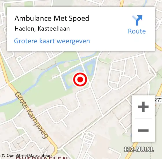 Locatie op kaart van de 112 melding: Ambulance Met Spoed Naar Haelen, Kasteellaan op 3 juli 2021 21:24